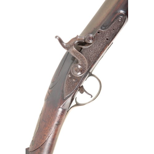 30b - AN EARLY 19TH CENTURY KETLAND BLUNDERBUSS with percussion action, the walnut stock with brass mounts... 