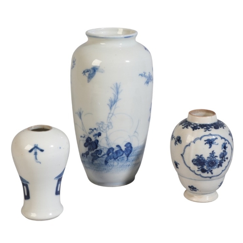 119 - FOUR CHINESE BLUE AND WHITE VASES

19th century and later, including a vase decorated with a sparrow... 