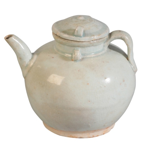 150 - A CHINESE CELADON GLAZED TEAPOT

possibly Song Dynasty, with short spout and loop handle, 11.5cm hig... 