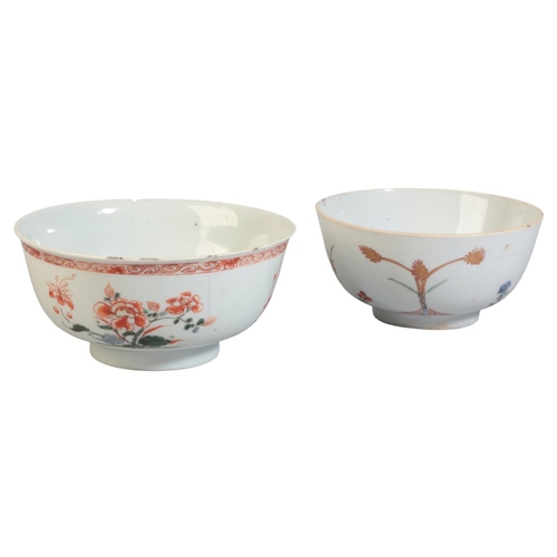 156 - TWO CHINESE EXPORT FAMILLE VERTE BOWLS

18th century, the larger decorated with flowers and having a... 