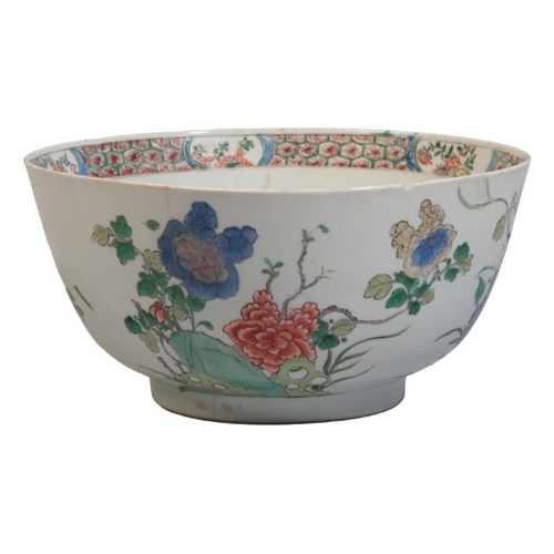 170 - A LARGE CHINESE EXPORT FAMILLE VERTE BOWL

18th century, decorated with chrysanthemums and various f... 