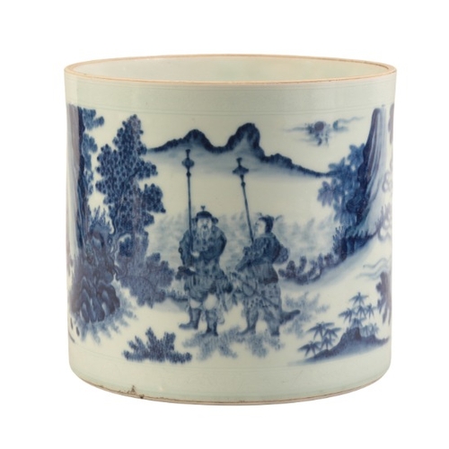 193 - A LARGE CHINESE BLUE AND WHITE BTUSHPOT

probably late Ming or Transitional, the exterior decorated ... 