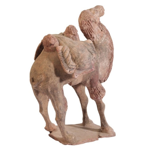 73 - A CHINESE MODEL OF A CAMEL

Northern Qi or Tang dynasty, figured laden with saddle bags, 36cm high x... 