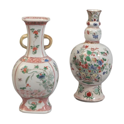 99 - TWO CHINESE FAMILLE-VERTE VASES

Kangxi, including a quadrilobed vase with handles, decorated with f... 