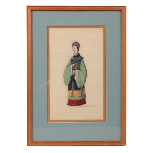 67a - SIX CHINESE PITH PAINTINGS Qing Dynasty, watercolour on rice paper, a pair including an emperor with... 