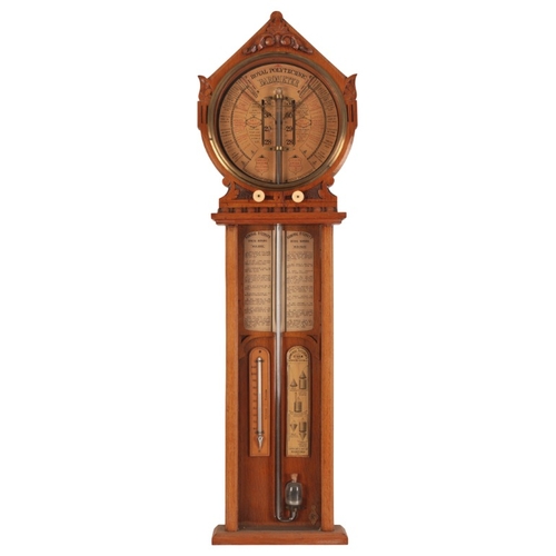 136 - A VICTORIAN OAK CASED 'ADMIRAL FITZROY ROYAL POLYTECHNIC' BAROMETER

by David and Co., London, the a... 