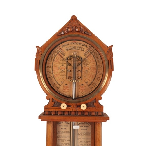 136 - A VICTORIAN OAK CASED 'ADMIRAL FITZROY ROYAL POLYTECHNIC' BAROMETER

by David and Co., London, the a... 