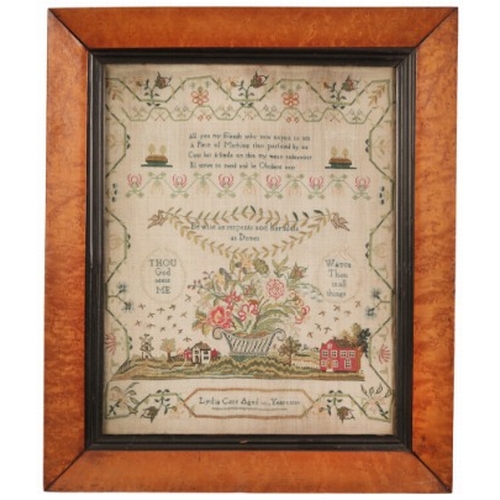 145 - TWO SIMILAR GEORGE IV SAMPLERS

both by Lydia Carr, one dated 1830, 42cm x 33cm, the other 1828, 42c... 