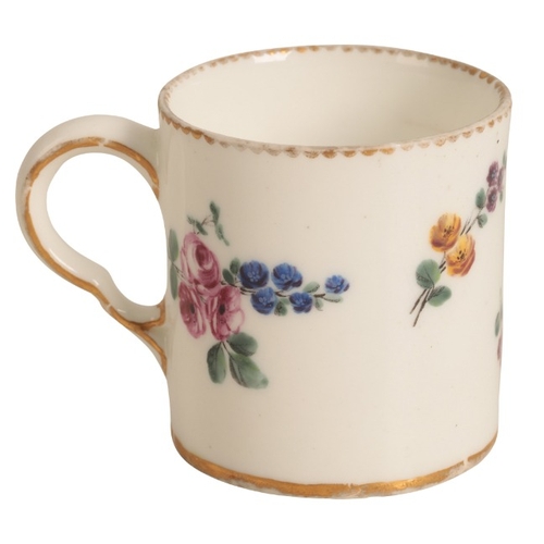 15 - A SÈVRES PORCELAIN COFFEE CAN

circa 1766, with gilt scalloped lip and decorated with flower sprigs,... 