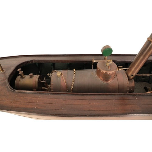 176 - A STEAM LAUNCH MODEL BOAT

late 19th or early 20th century, the pressure dial marked 'HATTERSLEY & D... 