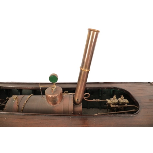 176 - A STEAM LAUNCH MODEL BOAT

late 19th or early 20th century, the pressure dial marked 'HATTERSLEY & D... 