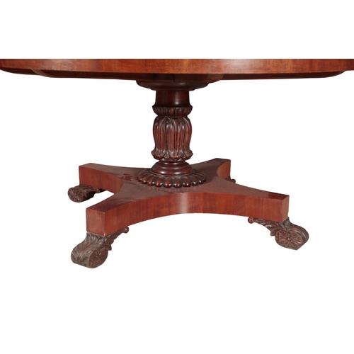 185 - A MAHOGANY CIRCULAR EXTENDING DINING TABLE OF JUPE TYPE

the top of eight triangular sections, on a ... 