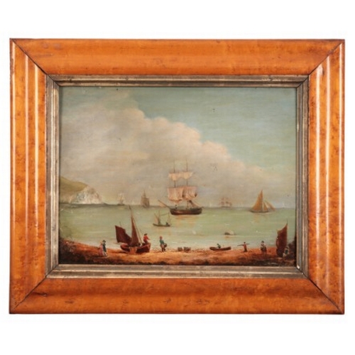 65 - MANNER OF GEORGE MORLAND (1762/63-1804) A busy coastal landscape

with a ship to the centre, figures... 