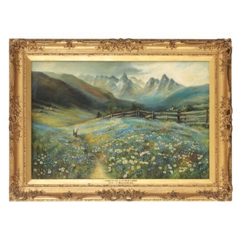 75 - AFTER JOHN MACWHIRTER (1839-1911) 'June in the Austrian Tyrol'

a mountainous landscape with a figur... 