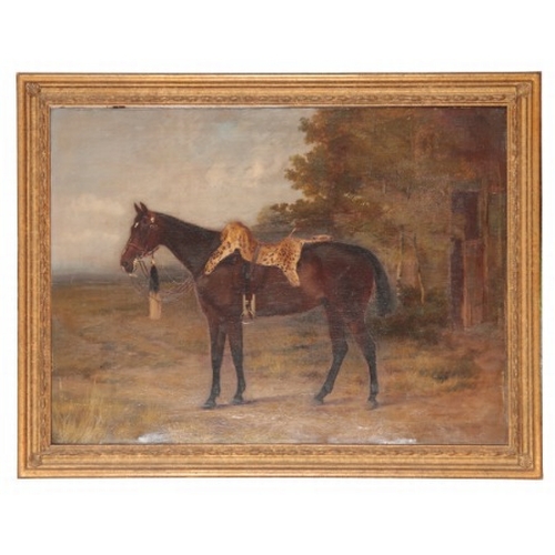 79 - ANTHONY DE BREE (1856-1921) A portrait of a thoroughbred in a landscape

dated 1889 and signed lower... 