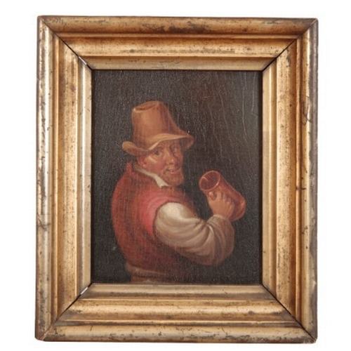 83 - DUTCH SCHOOL, 19TH CENTURY A young man with a beer flagon

oil on panel, 13.5cm x 10.5cm