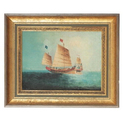 88 - CHINESE EXPORT SCHOOL, 19TH/20TH CENTURY Two seascapes depicting Junks at sea

oil on canvas, 20cm x... 