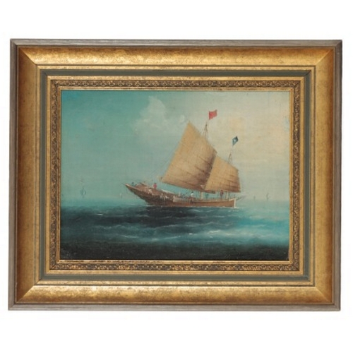 88 - CHINESE EXPORT SCHOOL, 19TH/20TH CENTURY Two seascapes depicting Junks at sea

oil on canvas, 20cm x... 