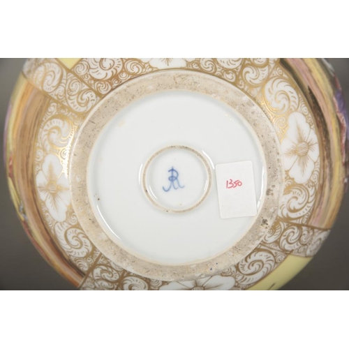 11 - A DRESDEN PORCELAIN BOTTLE VASE bearing a blue 'AR' mark to the base, decorated with alternating pan... 