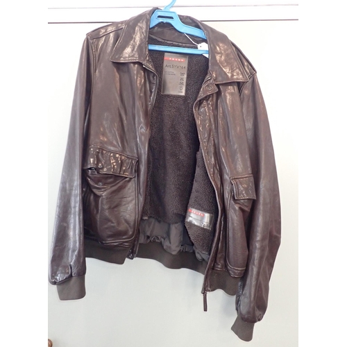 123 - PRADA GENTLEMANS' BROWN SOFT LEATHER JACKET with lambswood detachable lining