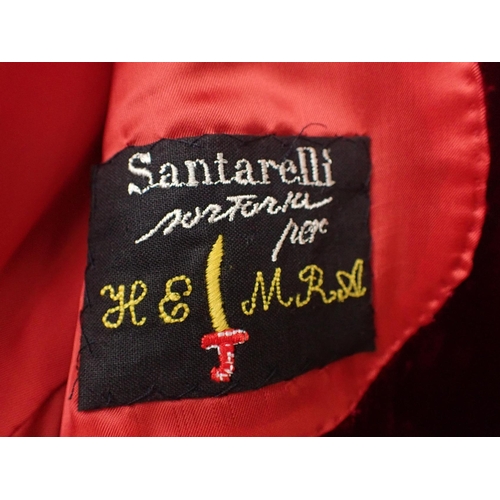 124 - SANTARELLI GENTLEMANS' RED VELVET JACKET and a fur coat