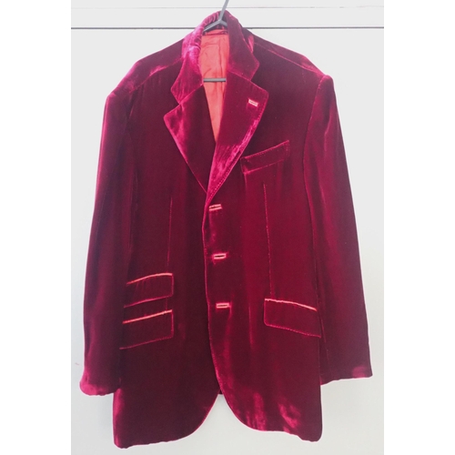 124 - SANTARELLI GENTLEMANS' RED VELVET JACKET and a fur coat