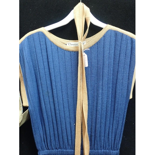 126 - CHRISTIAN DIOR: BLUE KNITTED DRESS with Jean Varon dress, Spectator of Mayfair jacket and Guy Laroch... 