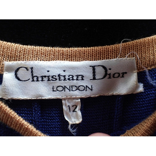 126 - CHRISTIAN DIOR: BLUE KNITTED DRESS with Jean Varon dress, Spectator of Mayfair jacket and Guy Laroch... 