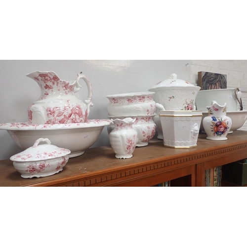 143 - A WASH STAND SET, MANHATTAN PATTERN Johnson Brothers, with other toilet ware, and a Vista Alegre cac... 
