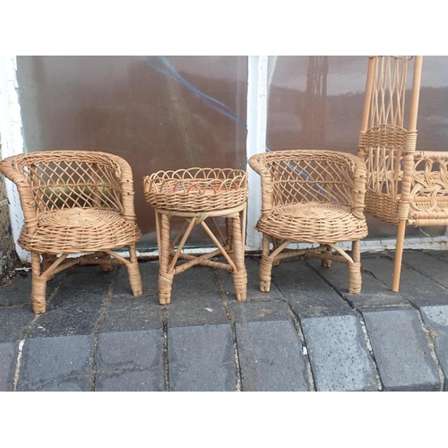 146 - A BABY'S COT ON STAND, AND OTHER NURSERY ITEMS including dolls cots, prams, wicker toy furniture and... 