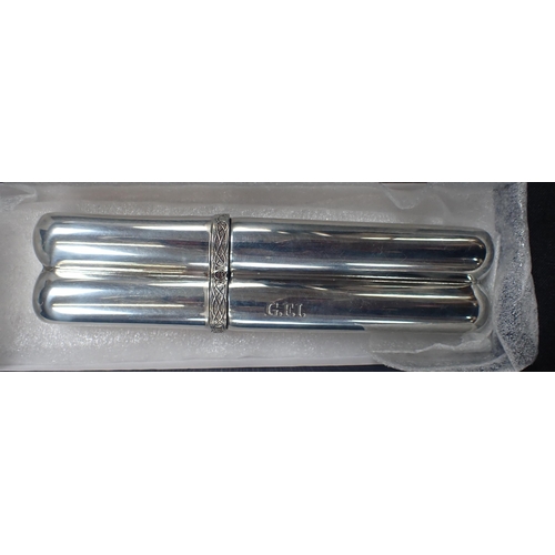 150 - A SHEFFIELD PEWTER COMBINED CIGAR CASE AND FLASK a silver plated hot plate with burner, a brass door... 