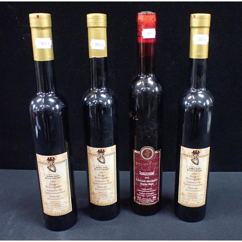 160 - THREE  BOTTLES 1991 BINGER ROSENGARTEN RULANDER & GEWURZTRAMINER EISWEIN RHEINHESSEN and one bottle ... 