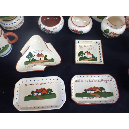 161 - A COLLECTION OF DEVON MOTTO WARE to include teapots, jugs and bowls