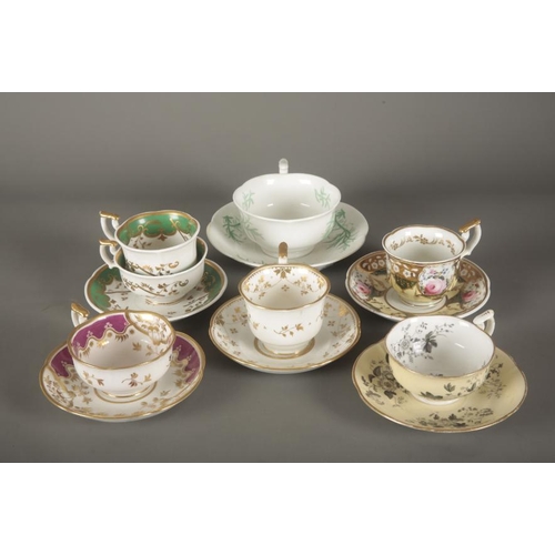 17 - A COLLECTION OF YATES 'PERSIAN' SHAPE TEA WARE comprising one trio, one large teacup and saucer, and... 