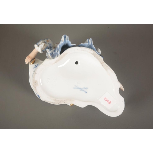 2 - A PAIR OF MEISSEN FIGURAL SALTS with blue crossed swords marks, impressed and etched numeral marks t... 