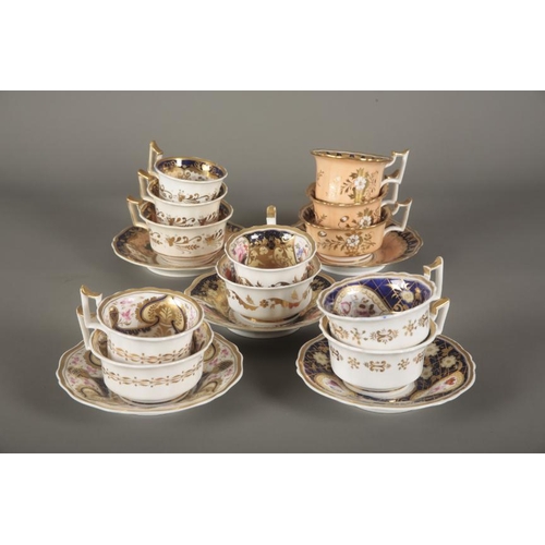 21 - A COLLECTION OF YATES 'OLD ENGLISH' SHAPE TEAWARE comprising two trios, two trios with an additional... 