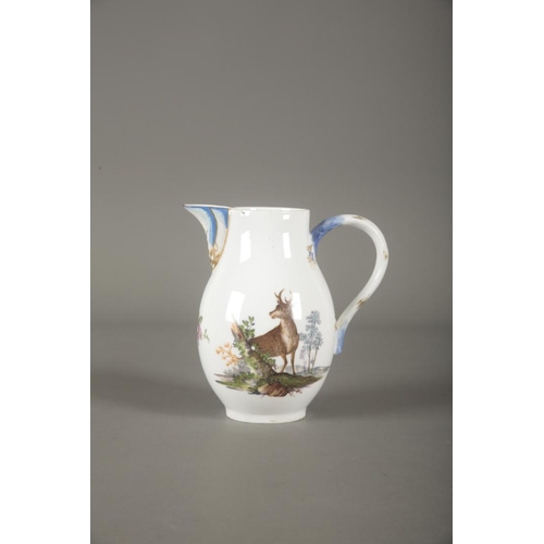 48 - AN UNUSUAL MEISSEN PORCELAIN JUG late 18th century, blue crossed swords mark and impressed numeral 5... 