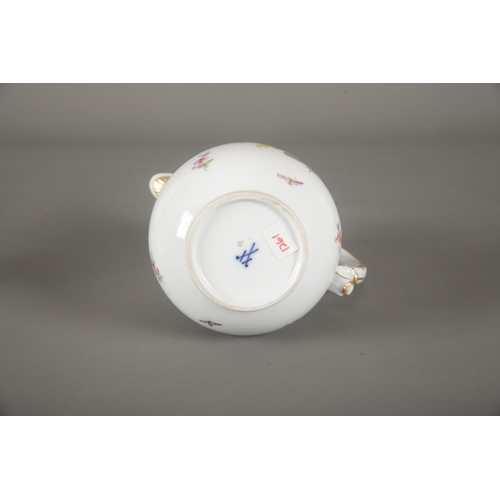 49 - A MEISSEN PORCELAIN COFFEE POT early 19th century, with blue crossed swords and numeral marks to the... 