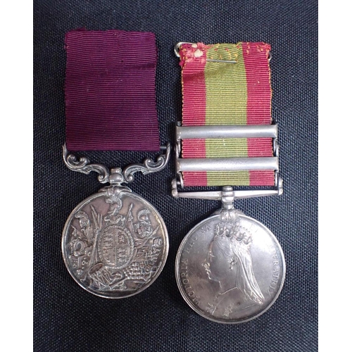 665 - VICTORIAN AFGHAN MEDAL WITH TWO BARS with a long service medal (2)