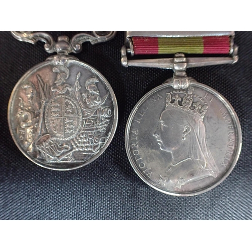 665 - VICTORIAN AFGHAN MEDAL WITH TWO BARS with a long service medal (2)