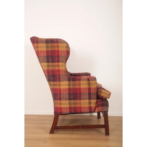 240 - A WING ARMCHAIR IN GEORGIAN STYLE

mid-20th century, upholstered in chenille tartan, 116cm high x 85... 