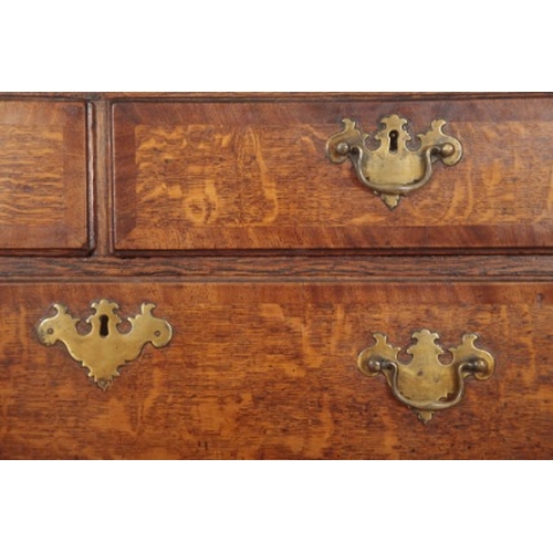 243 - A GEORGE III OAK CHEST OF DRAWERS

probably Lancashire, with two short drawers above three long, pil... 