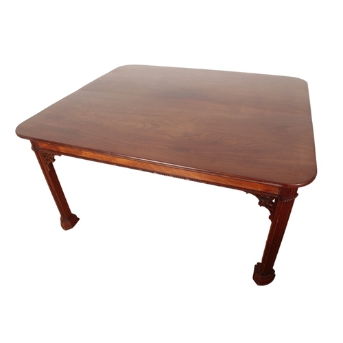 251 - AN EDWARDIAN FIGURED MAHOGANY LIBRARY TABLE

of Georgian design, the top with rounded corners, above... 