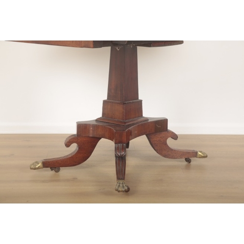 254 - A REGENCY MAHOGANY AND SATINWOOD BANDED PEMBROKE TABLE

mid-19th century, one dummy drawer and anoth... 