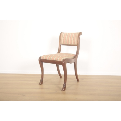 255 - A SET OF FOURTEEN MAHOGANY DINING CHAIRS OF REGENCY STYLE

20th century, the splayed sabre legs with... 