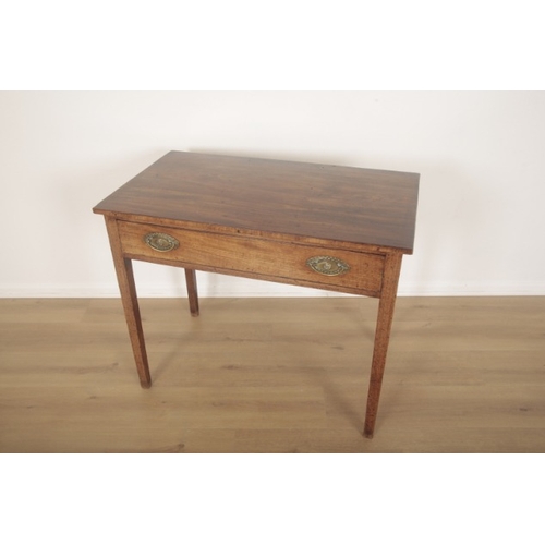 259 - A MAHOGANY SIDE TABLE

19th century, with a single frieze drawer on tapered block legs, 75.5cm high ... 