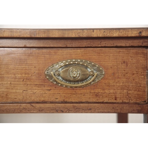 259 - A MAHOGANY SIDE TABLE

19th century, with a single frieze drawer on tapered block legs, 75.5cm high ... 