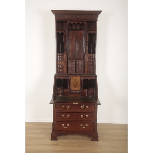 269 - A MAHOGANY SECRETAIRE BOOKCASE BY WOBURN COLLECTION

of George II design, with open fitted upper par... 