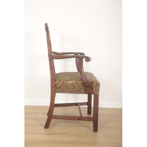 274 - A PAIR OF GEORGE III MAHOGANY OPEN ARMCHAIRS

of Chippendale style, with pierced shaped ladder backs... 