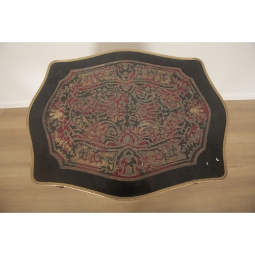 286 - A 'BOULLE WORK' AND EBONISED OCCASIONAL TABLE IN LOUIS XV STYLE

with serpentine front, inlaid with ... 